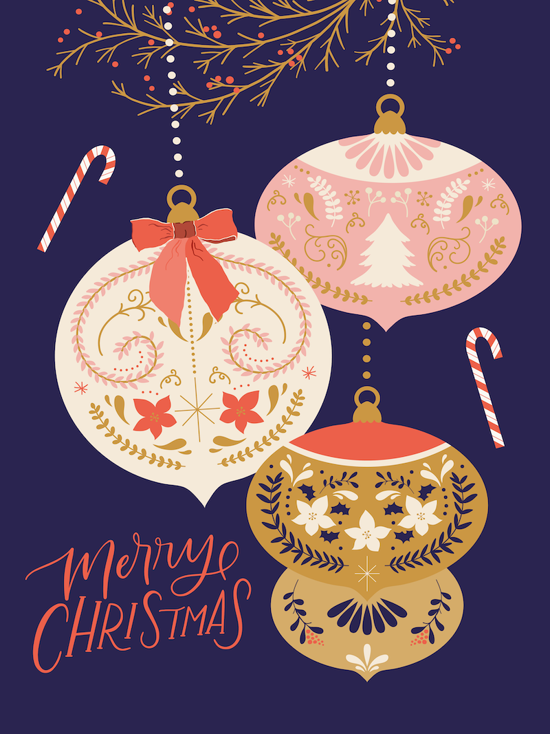 Merry Christmas - Ornaments (Dark)