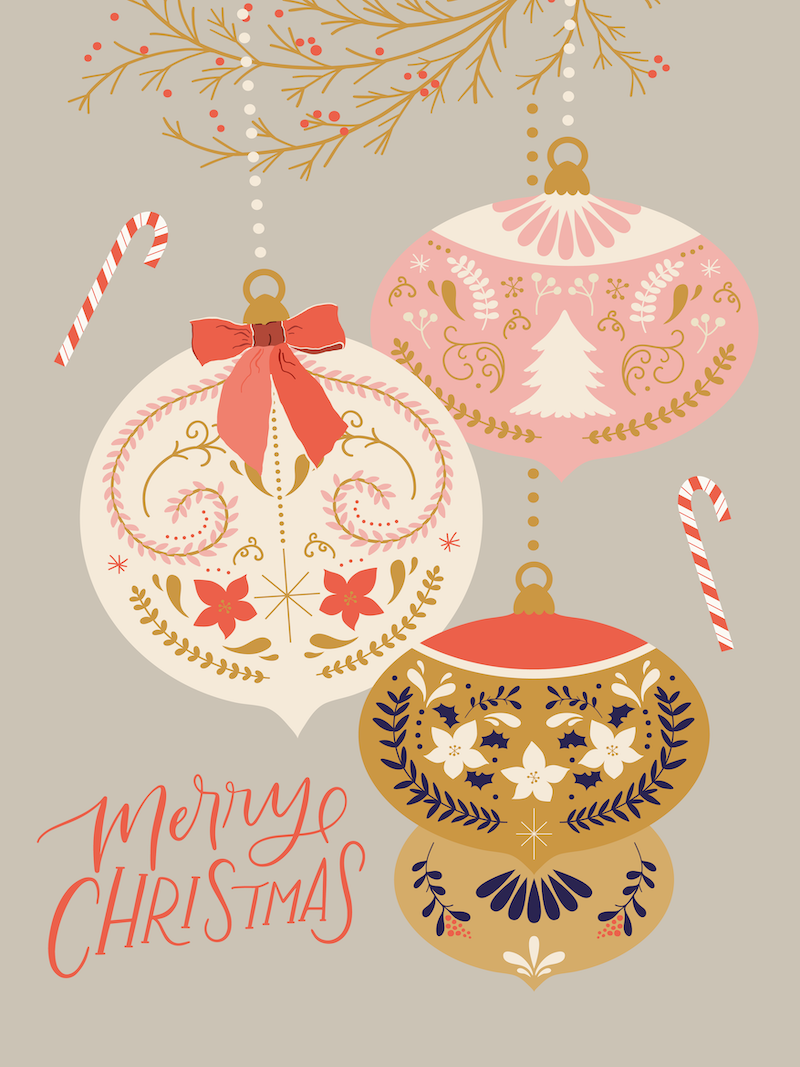 Merry Christmas - Ornaments (Light)