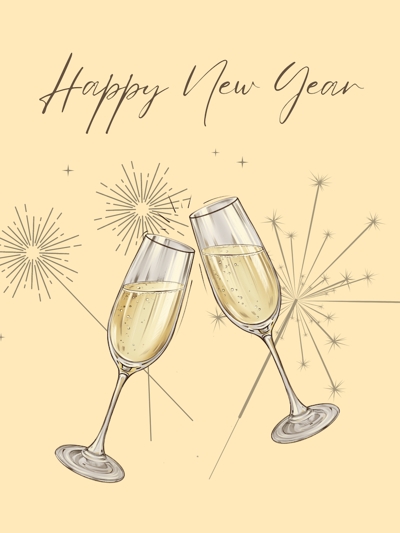 Happy New Year - Sparklers & Champagne