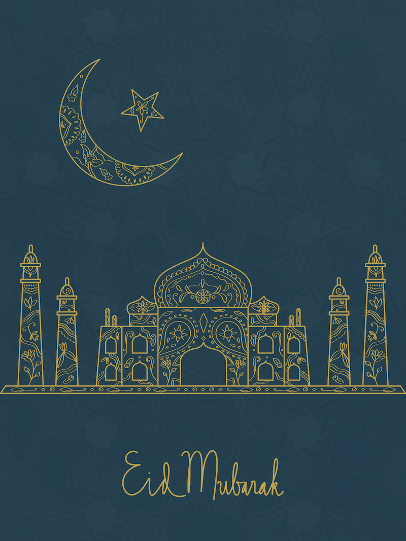 Eid Mubarak Crescent Moon