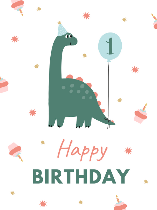 Dinosaur 1st Birthday Card