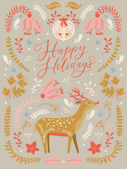 Happy Holidays - Folk Deer